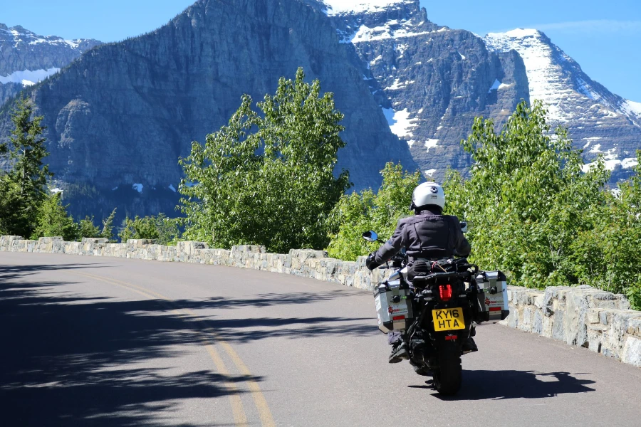 Motorcycle traveler on the Alaska Highway (ALCAN) Canada.