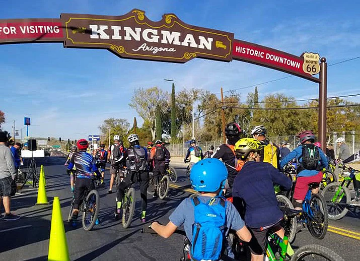 Kingman on Route 66. Cycling with friends.